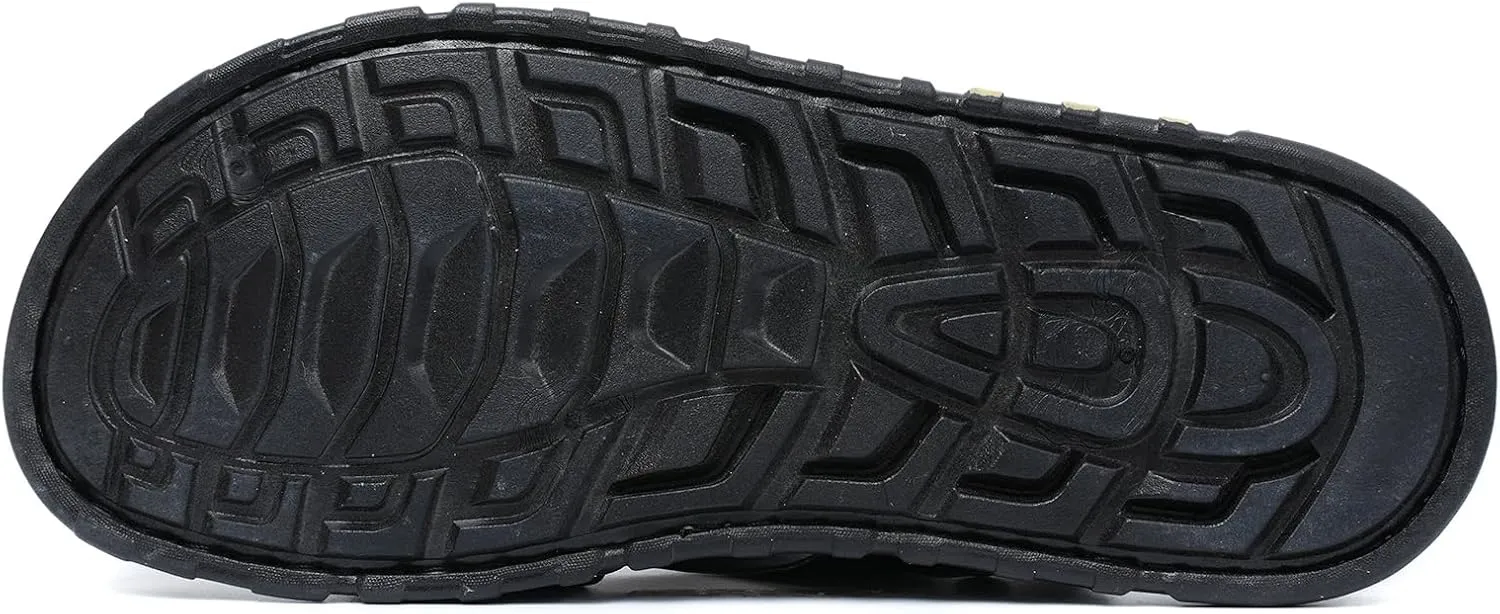 Sandals For Men Indoor and Outdoor Beach Casual Closed Toe Water Sandals Leather Slip On Two uses Waterproof Athletic Handmade Slippers Soft