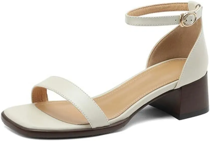 Sandals For Women Women Sandals Split Leather Cover Heel Shoes Open Toe Chunky Heel Sandals High Heel Shoes Women Solid Female Sandals