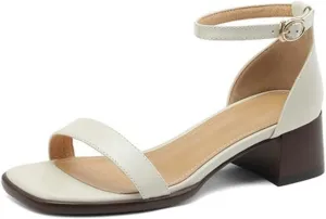 Sandals For Women Women Sandals Split Leather Cover Heel Shoes Open Toe Chunky Heel Sandals High Heel Shoes Women Solid Female Sandals