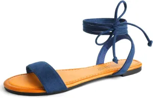 SANDALUP Womens Sandals Dressy Strappy Summer Cute Tie Up Ankle Strap flat sandals for women
