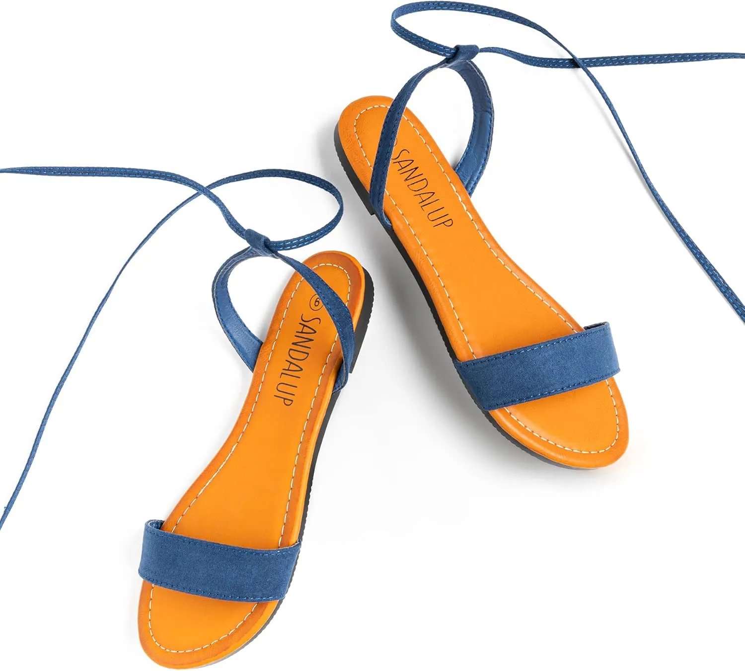 SANDALUP Womens Sandals Dressy Strappy Summer Cute Tie Up Ankle Strap flat sandals for women