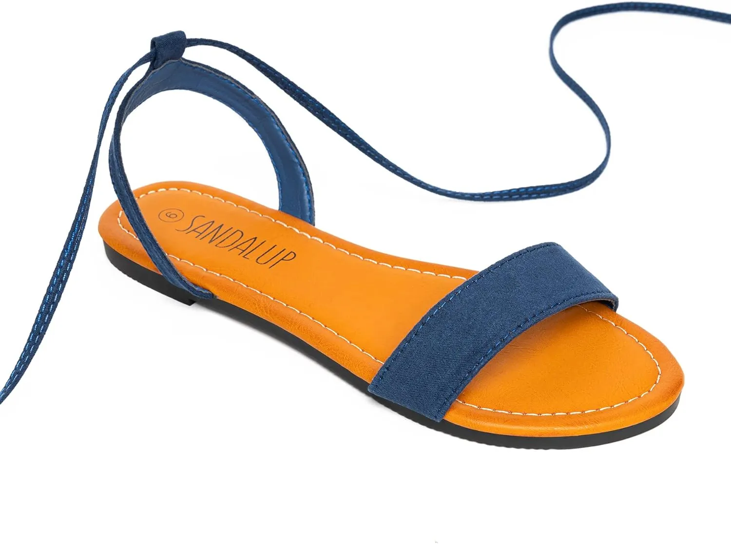 SANDALUP Womens Sandals Dressy Strappy Summer Cute Tie Up Ankle Strap flat sandals for women