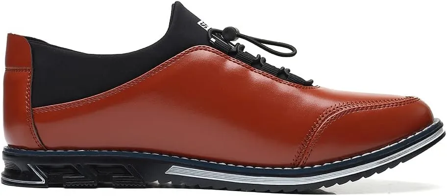 Santimon Mens Casual Leather Drawstring Slip-On Sneakers Business Formal Walking Comfort Driving Lofers Classic Moccasin Shoes