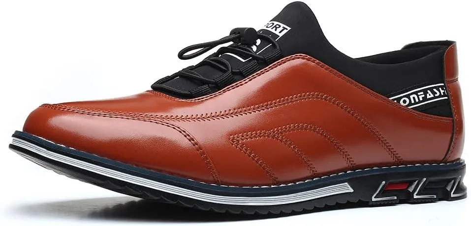 Santimon Mens Casual Leather Drawstring Slip-On Sneakers Business Formal Walking Comfort Driving Lofers Classic Moccasin Shoes