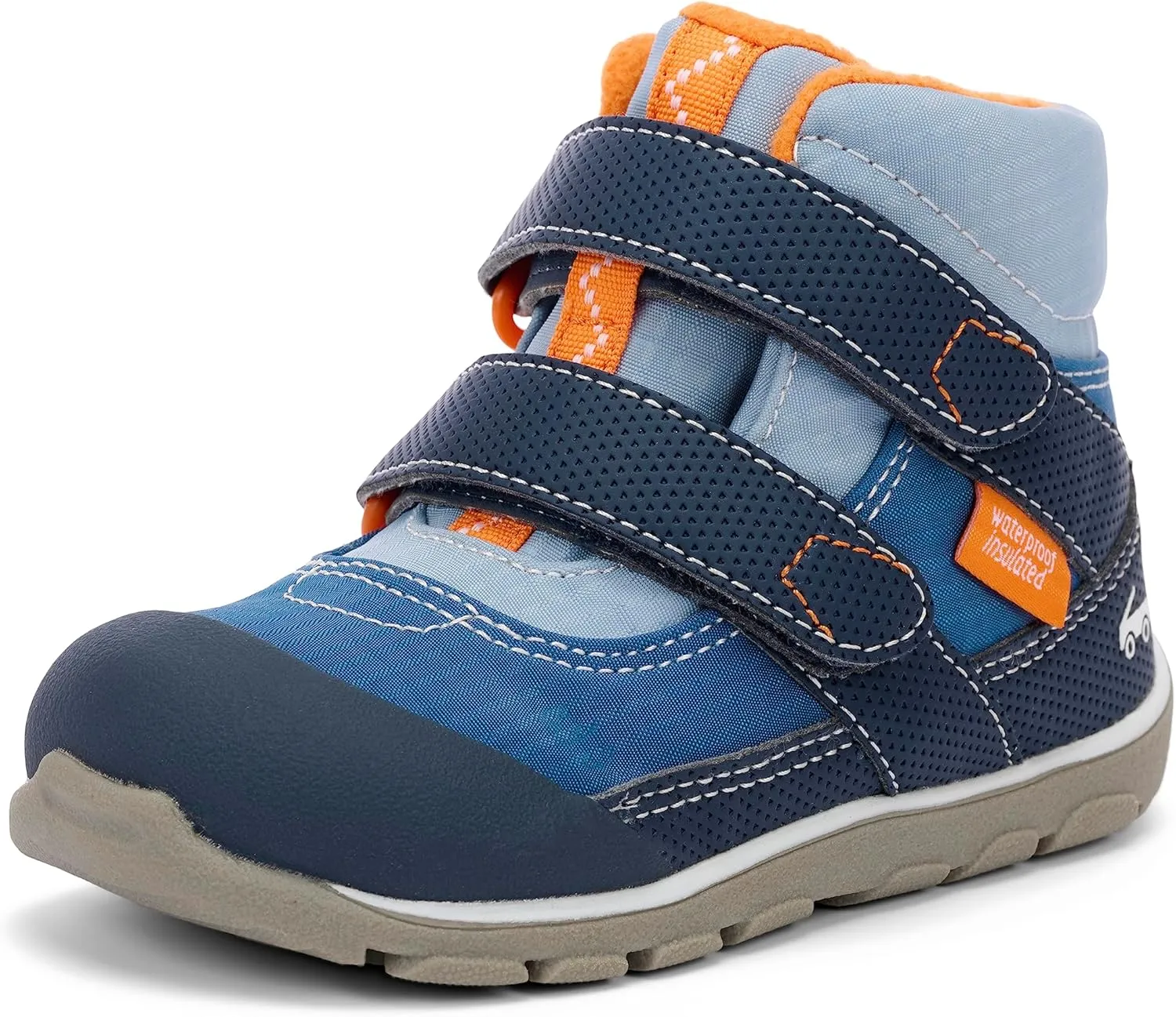See Kai Run Atlas II - Waterproof and Insulated Winter Boots for Little Kids, Blue/Orange, Toddler 5