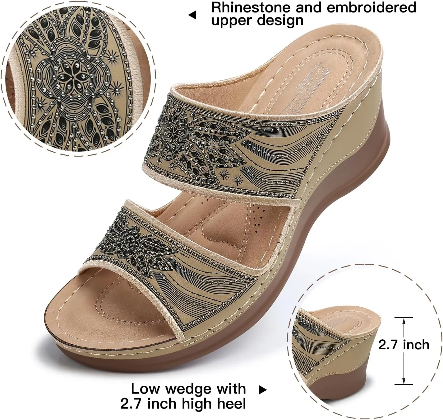 SHIBEVER Wedge Sandals For Women Dressy: Comfortable Summer - Slip On Womens Sandal