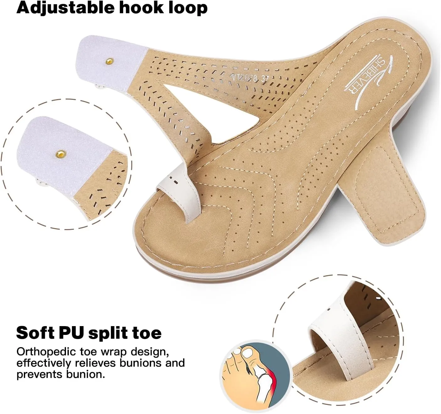 SHIBEVER Women's Wedge Sandals Platform: Comfortable Dressy Summer Casual Slip on - Low Heels Flip Flops Women Sandals
