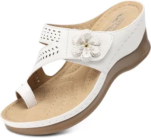 SHIBEVER Women's Wedge Sandals Platform: Comfortable Dressy Summer Casual Slip on - Low Heels Flip Flops Women Sandals