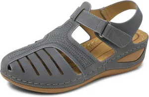 SHIBEVER Women's Wedge Sandals Summer: Closed Toe Sandals for Women Platform Dressy Wedge Size 5-11