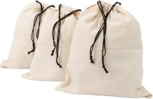 Shoe Bags for Travel Packing - Drawstring Sneaker Travel Bags - Cotton Cloth Shoe Dust Bags for Storage & Luggage - Washable Dust Cover Bags for Boots and Dress Shoes (3 Medium: 19"x15")