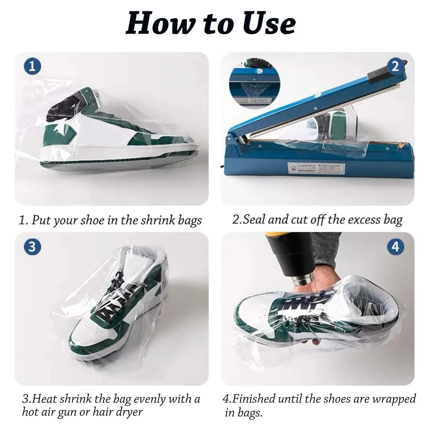Shoe Shrink Wrap Bags,100 Pcs 11x18 Inches Sneaker PVC Heat Shrink Plastic Wrap Large Shoes Protector for Men Women Effectively Avoid Sole Yellowing