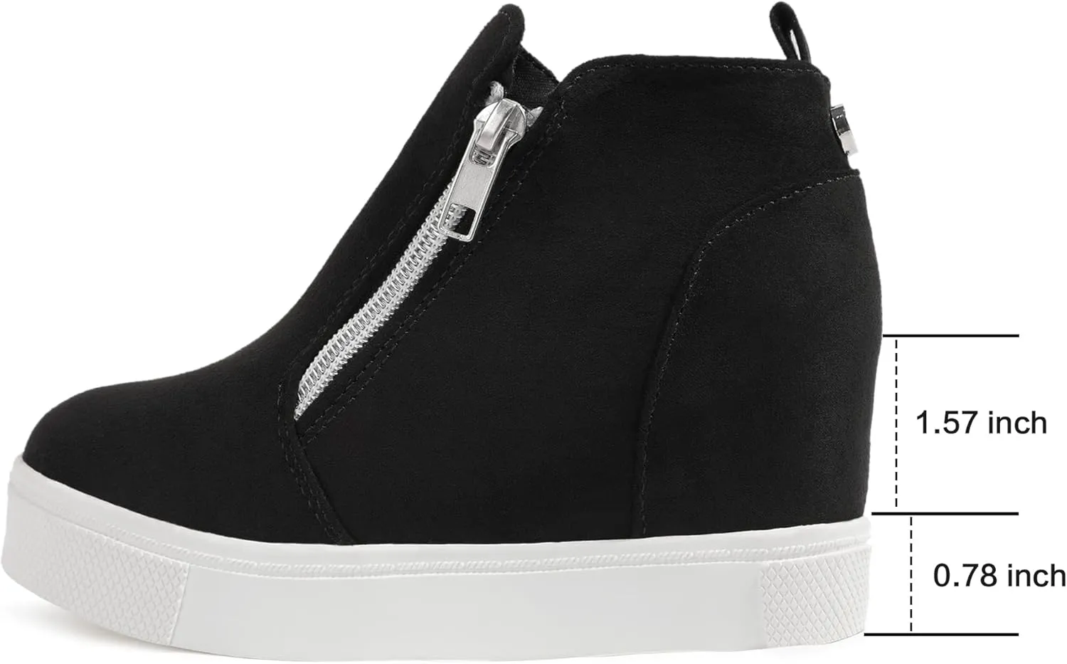 shoeslocker Girls Wedge Sneakers Ankle Platform Sneakers for Girls Nonslip Fashion Shoes with Double Side Zippers