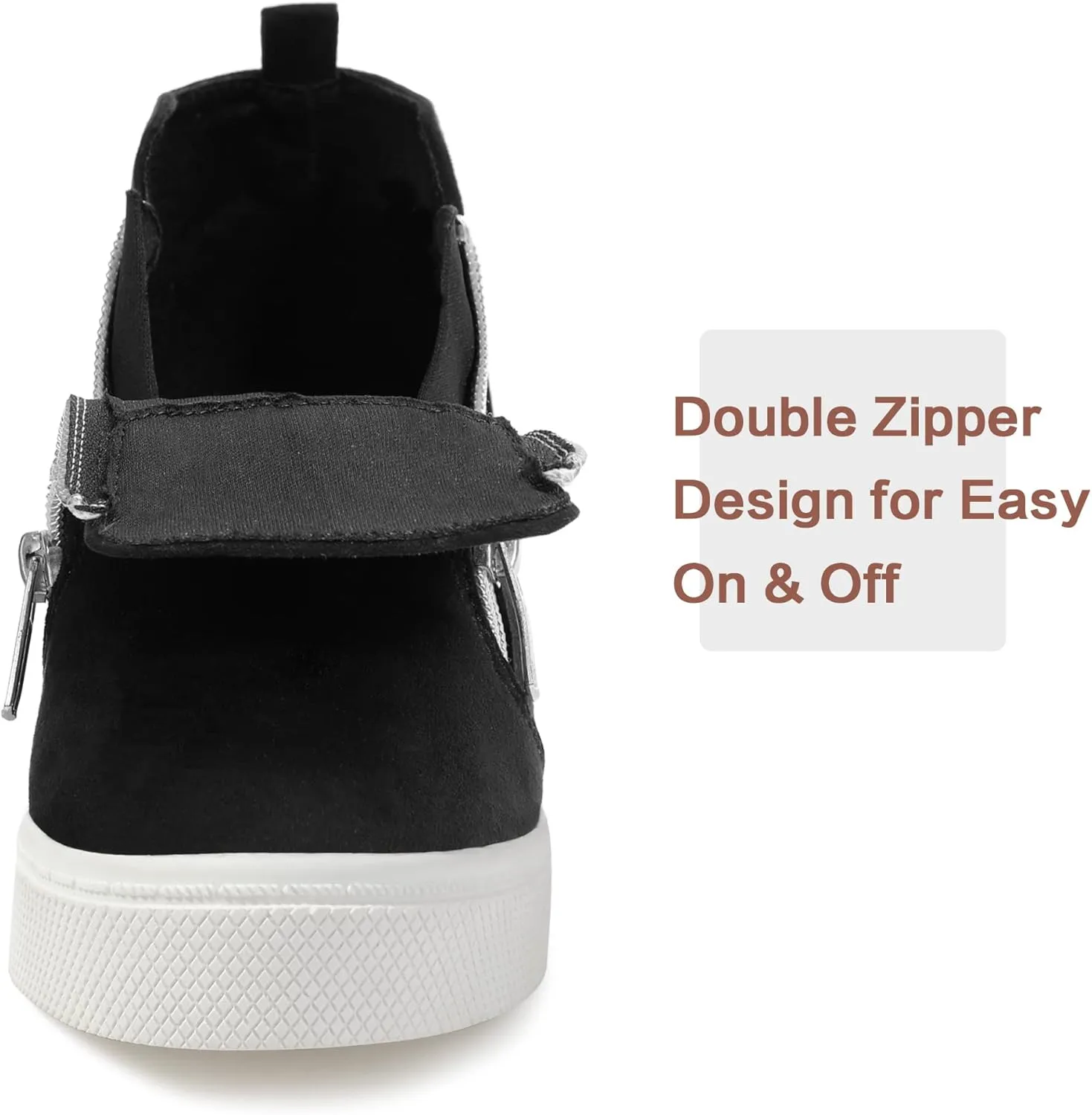 shoeslocker Girls Wedge Sneakers Ankle Platform Sneakers for Girls Nonslip Fashion Shoes with Double Side Zippers