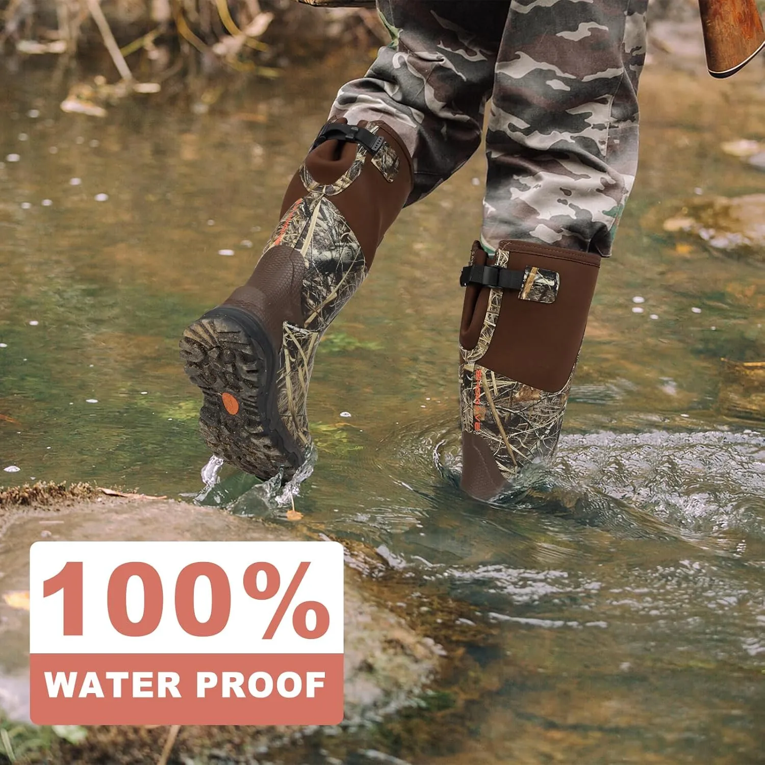 Showave Men's Arctic Pro Rubber Hunting Boots with Steel Shank Insulated Rain Boot Waterproof Neoprene Mud Boot Outdoor Snow Working Boots Cold Weather