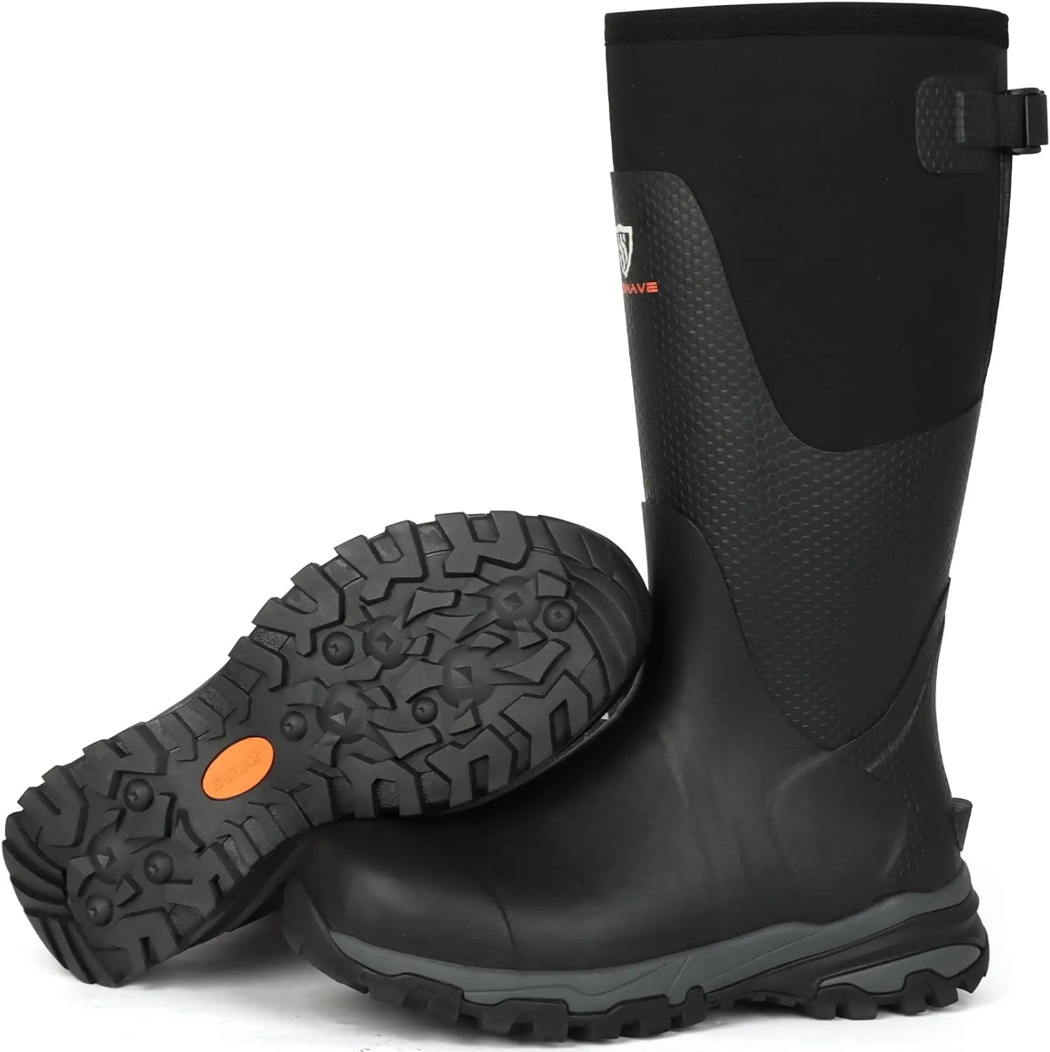 Showave Men's Arctic Pro Rubber Hunting Boots with Steel Shank Insulated Rain Boot Waterproof Neoprene Mud Boot Outdoor Snow Working Boots Cold Weather