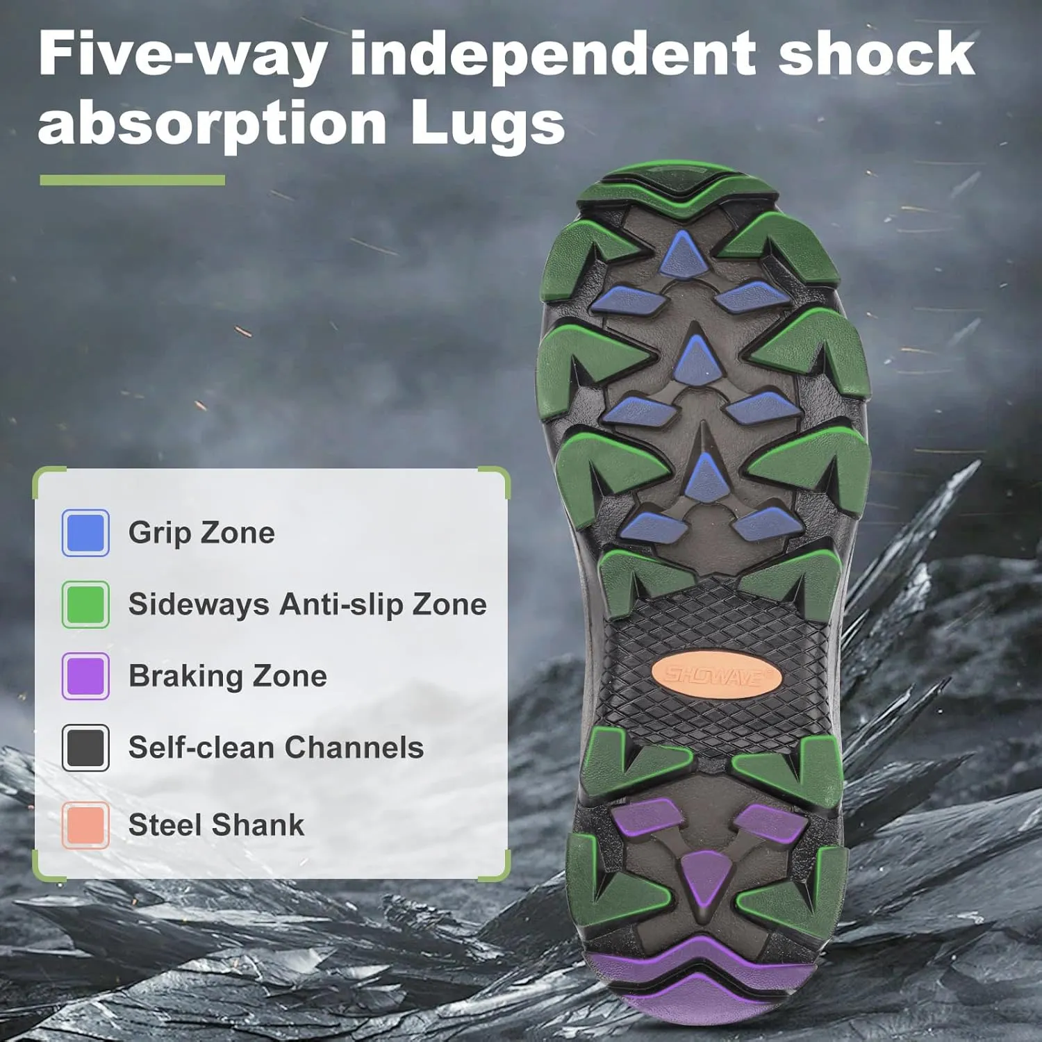 Showave Men's Rubber Boots Waterproof Rain Footwear Durable Short Hunting Boots for Mud Gardening Yard and Chore Working