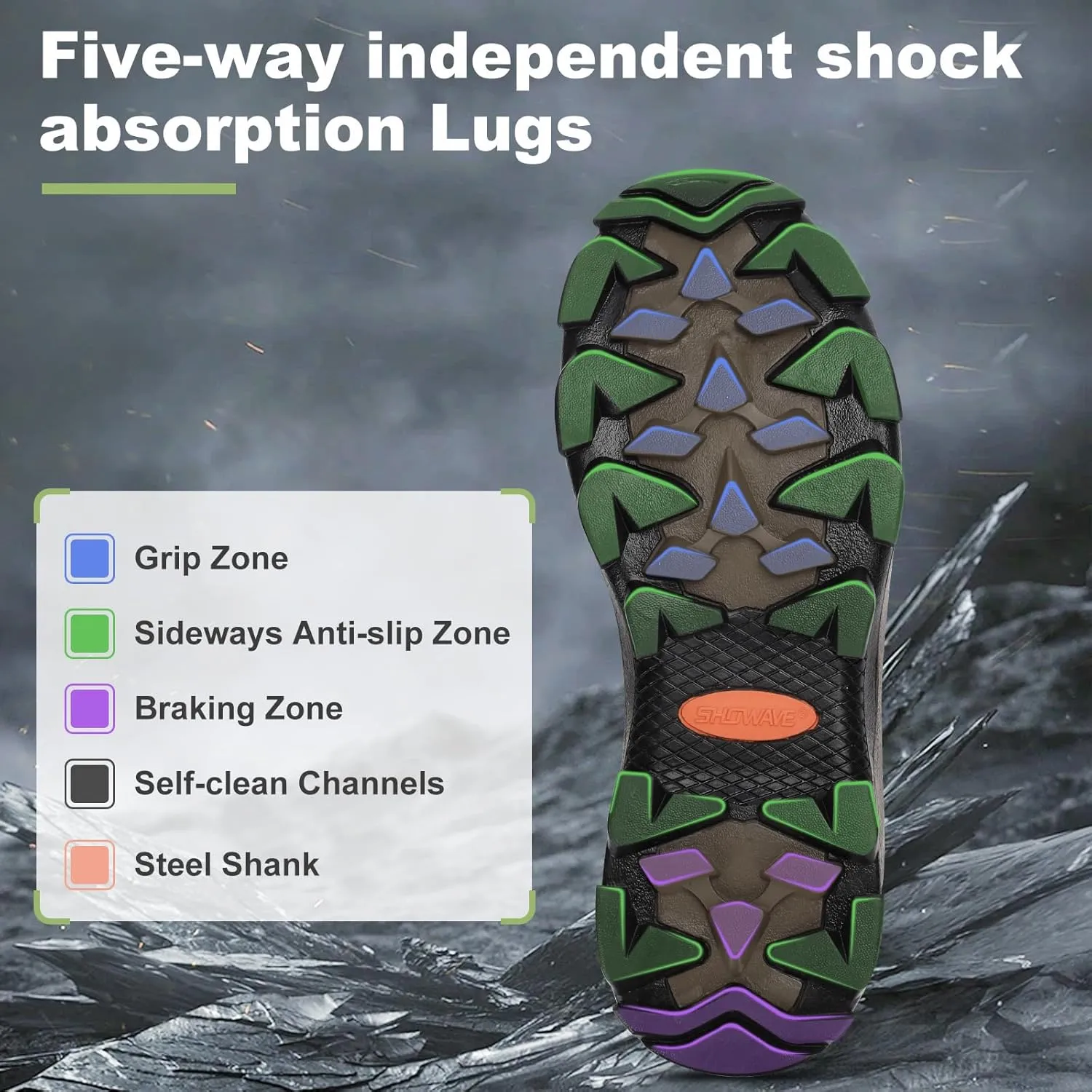 Showave Men's Rubber Boots Waterproof Rain Footwear Durable Short Hunting Boots for Mud Gardening Yard and Chore Working