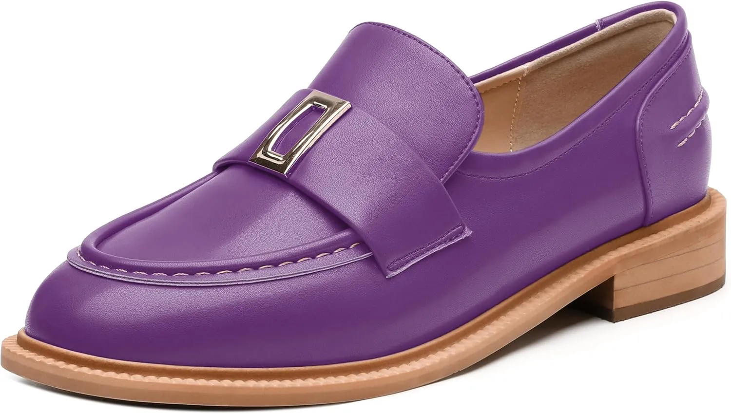 SKYSTERRY Loafers for Women Penny Loafers with Round Toe Low Chunky Block Heels Comfortable Women Loafers Shoes for Work Party Dating Shopping