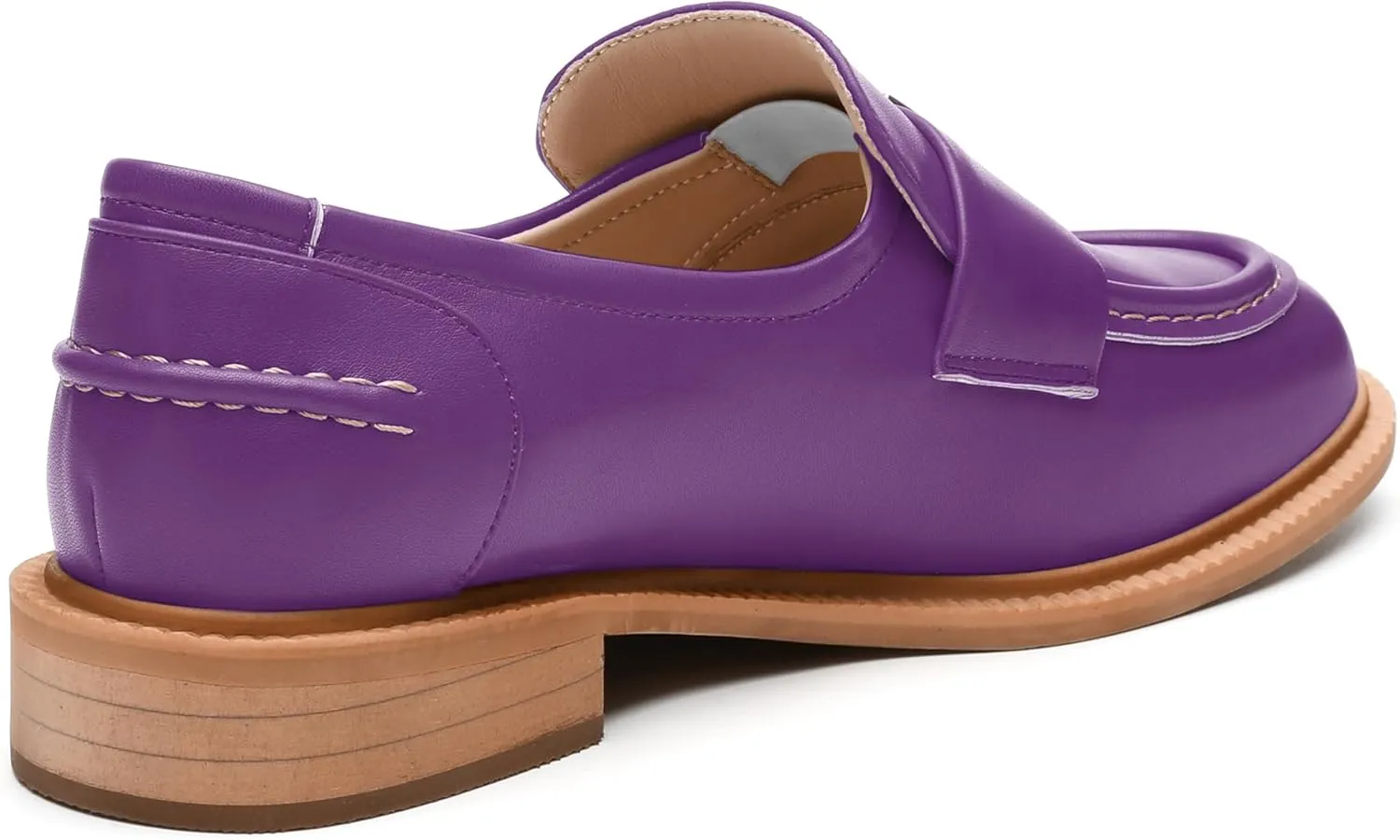 SKYSTERRY Loafers for Women Penny Loafers with Round Toe Low Chunky Block Heels Comfortable Women Loafers Shoes for Work Party Dating Shopping