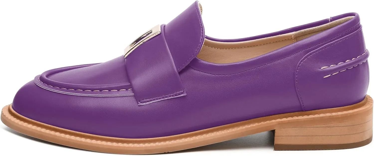 SKYSTERRY Loafers for Women Penny Loafers with Round Toe Low Chunky Block Heels Comfortable Women Loafers Shoes for Work Party Dating Shopping