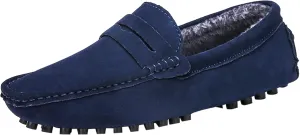 Slip-on Loafer for Men Flats Bow-Tie Suede Leather Dress Driving Moccasins Casual Boat Shoes