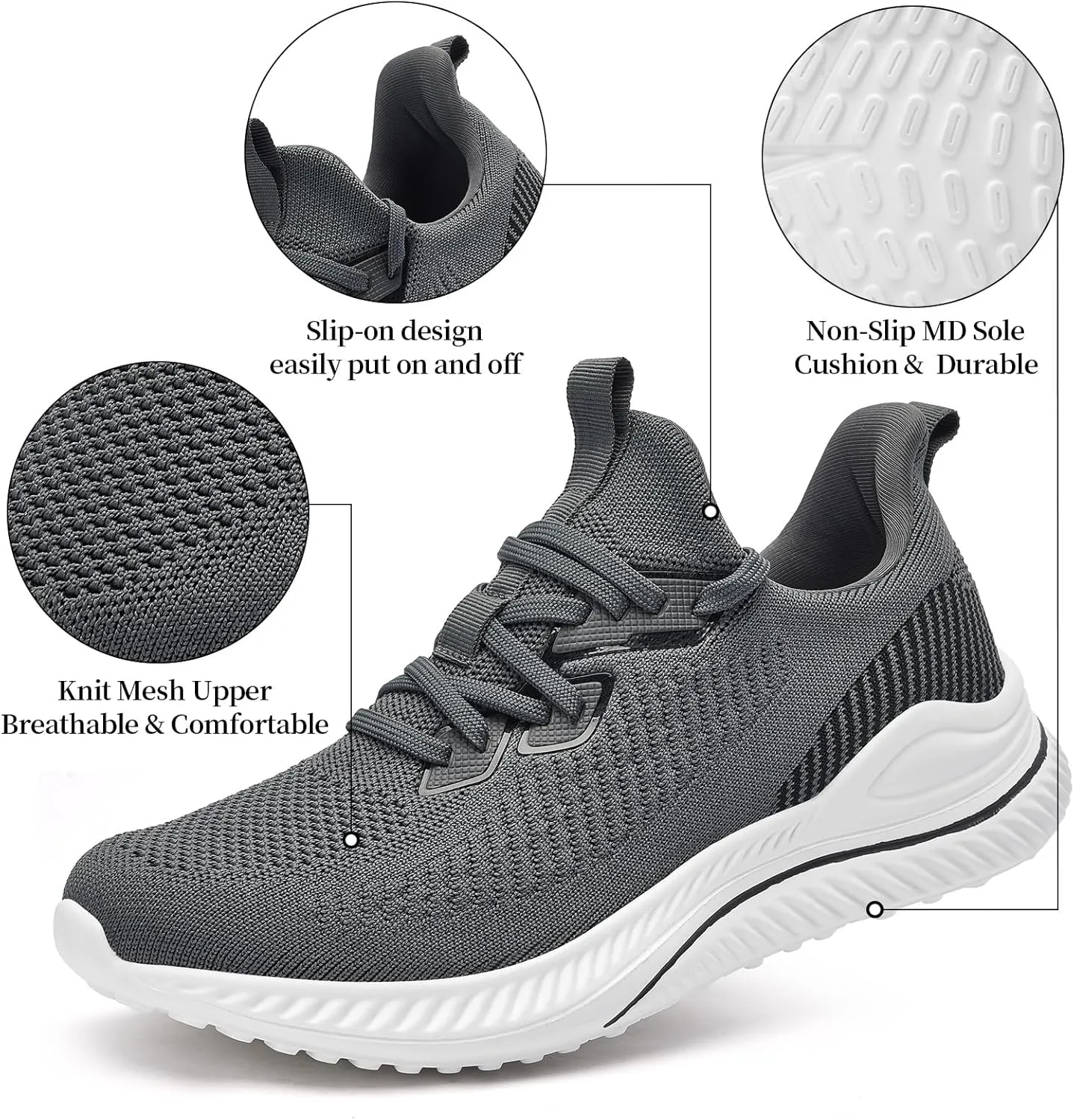 Slow Man Mens Walking Sneakers Wide Width Slip on Tennis Shoes,Lightweight Breathable Running Shoes,Ideal for Athletic Workout Gym Jogging and Casual Wear