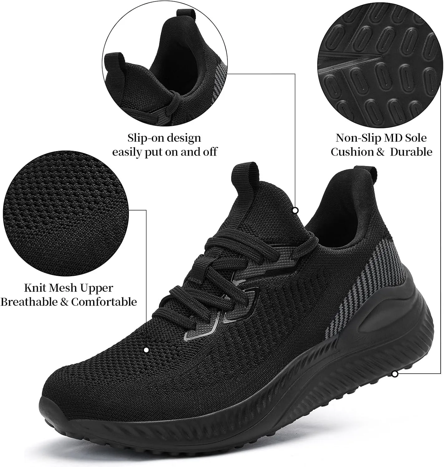 Slow Man Mens Walking Sneakers Wide Width Slip on Tennis Shoes,Lightweight Breathable Running Shoes,Ideal for Athletic Workout Gym Jogging and Casual Wear