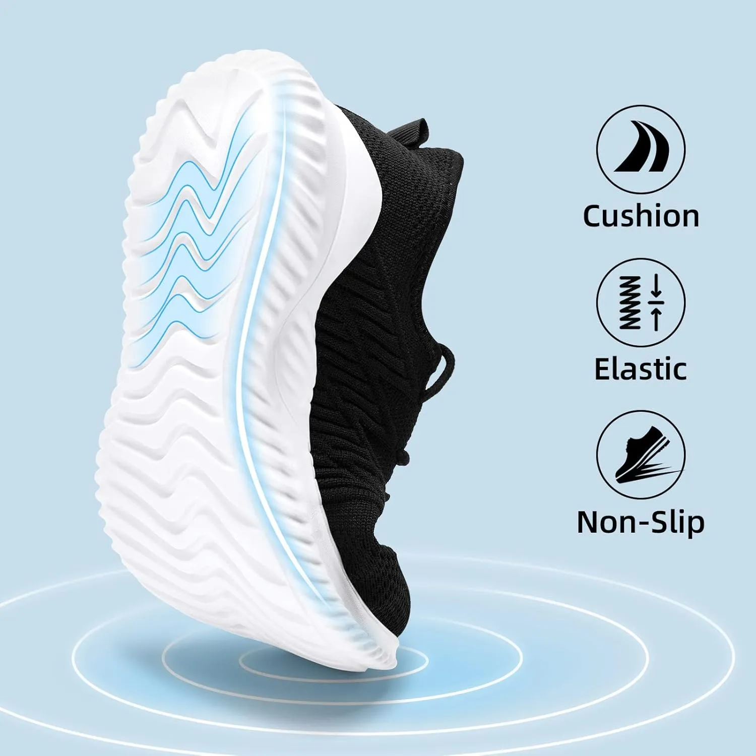Slow Man Womens Walking Tennis Shoes Fashion Slip on Comfortable Lightweight Memory Foam Athletic Casual Sneakers for Running Gym Workout Nurse