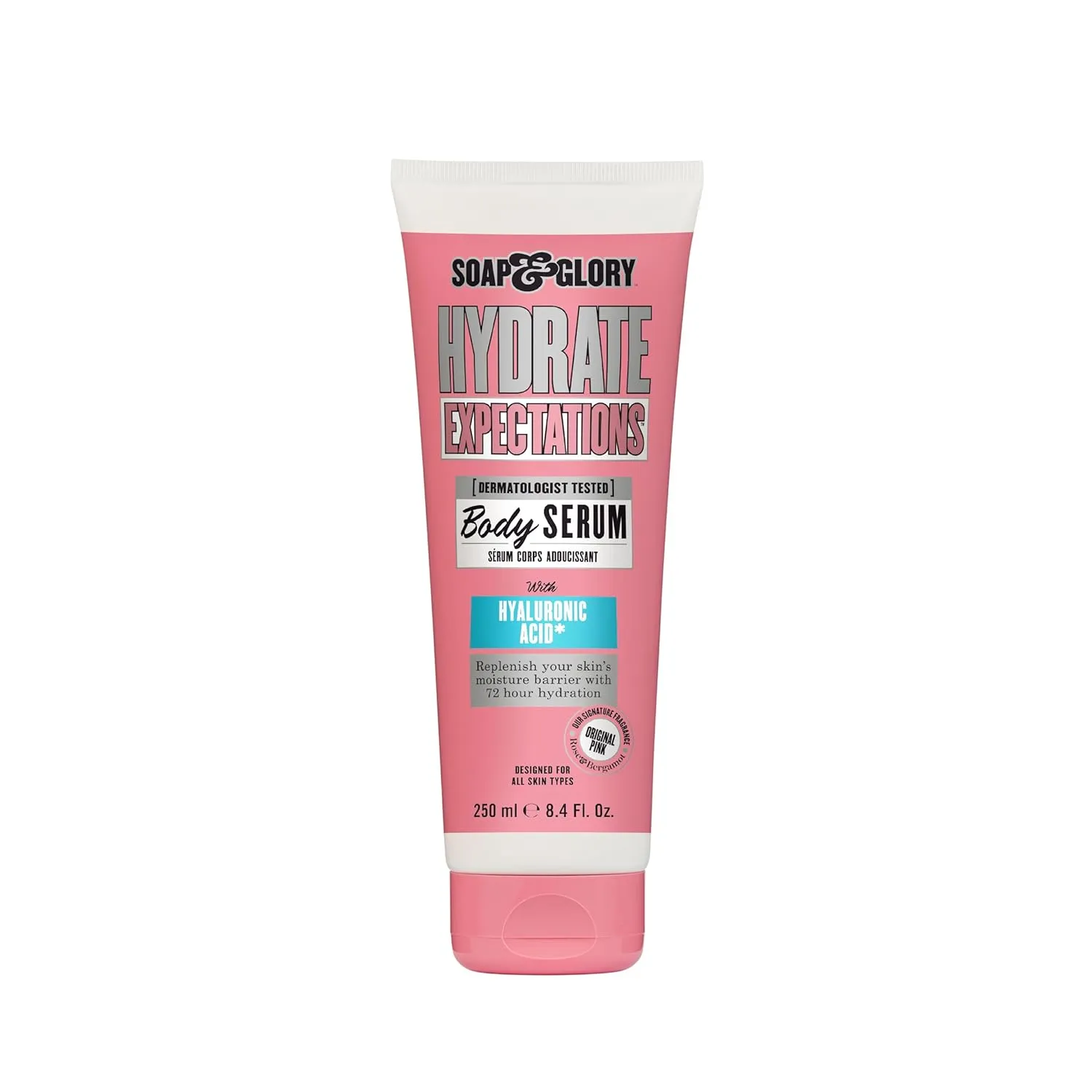 Soap & Glory Hydrate Expectations Body Serum - Thirst Quenching Hyaluronic Acid - Full-Coverage, Lightweight, Fast Absorbing Vegan Moisturizing Body Serum (8.4 Fl Oz)