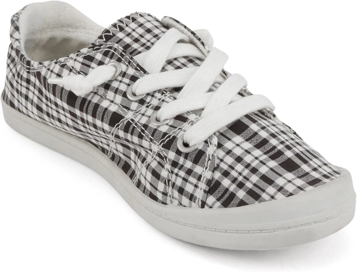 Soda Flat Women Shoes Linen Canvas Slip On Sneakers Lace Up Style Loafers Zig-S
