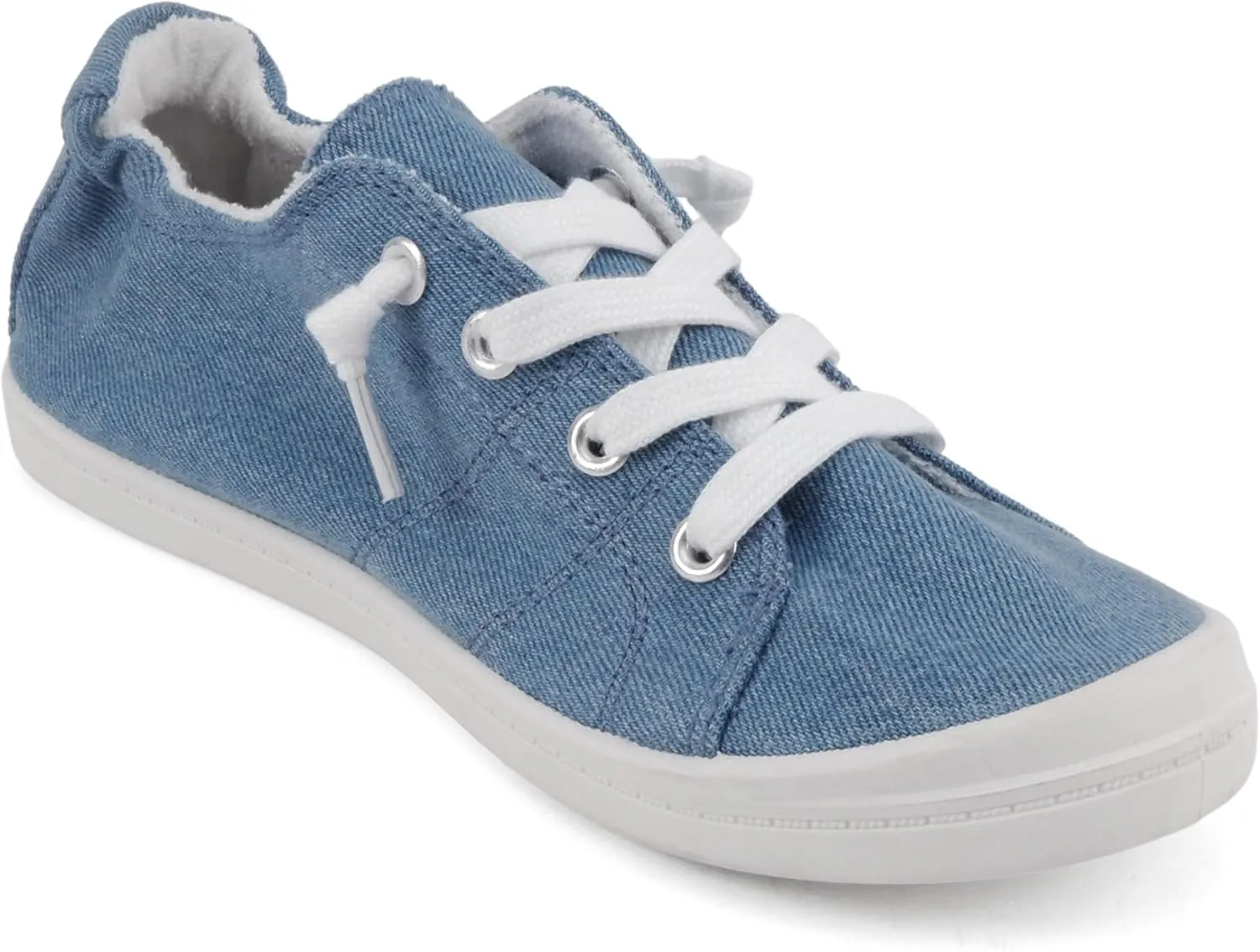 Soda Flat Women Shoes Linen Canvas Slip On Sneakers Lace Up Style Loafers Zig-S