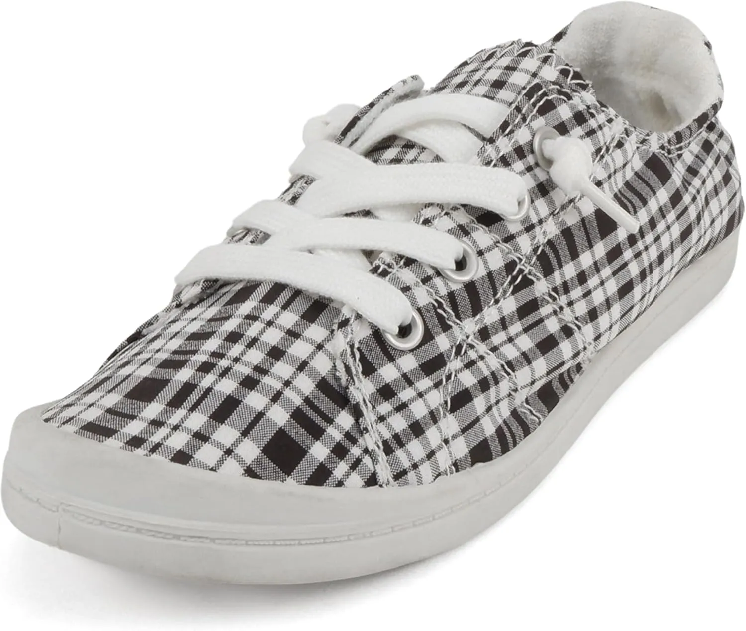 Soda Flat Women Shoes Linen Canvas Slip On Sneakers Lace Up Style Loafers Zig-S