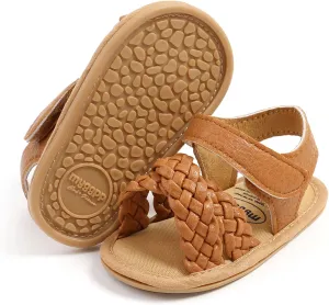 SOFMUO Baby Girls Boys Sparkly Bowknot Sandals Premium Soft Anti-Slip Rubber Sole Infant Summer Outdoor Shoes Toddler First Walkers