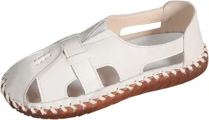 Soft Comfortable Sandals for Women Summer Casual Closed Toe Hollow Out Slip On Loafers Flat Fisherman Sandal Comfy Cute Breathable Walking Orthopedic Beach Shoes