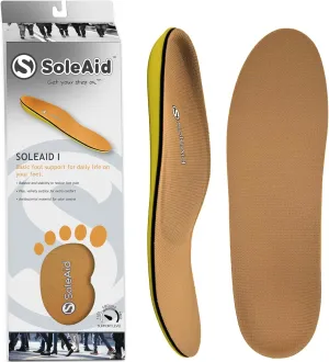 SoleAid I Performance Insole, Neutral Height Semi-Flex Arch Support Orthotic for Plantar Fasciitis Relief, Shock Absorbing, Anti-Fatigue, All Day Comfort Shoe Insert (Women 10-10.5 / Men 8-8.5)