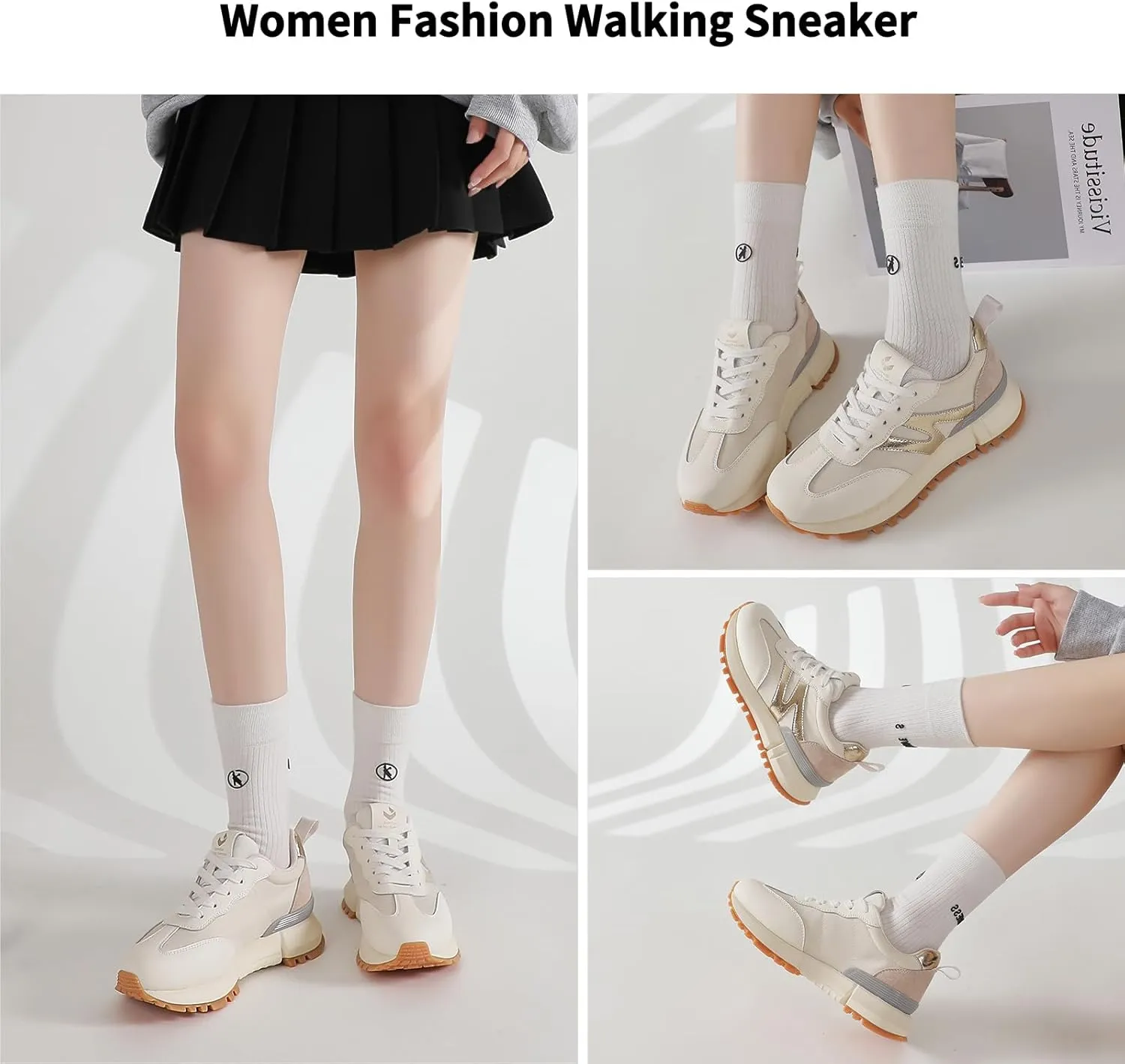somiliss Sneakers for Women Genuine Leather Suede Patchwork Non-Slip Casual Walking Shoes Comfortable Gym Tennis Running Shoes Womens Fashion Sneakers