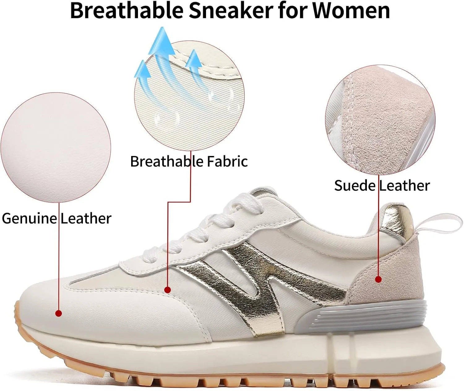 somiliss Sneakers for Women Genuine Leather Suede Patchwork Non-Slip Casual Walking Shoes Comfortable Gym Tennis Running Shoes Womens Fashion Sneakers