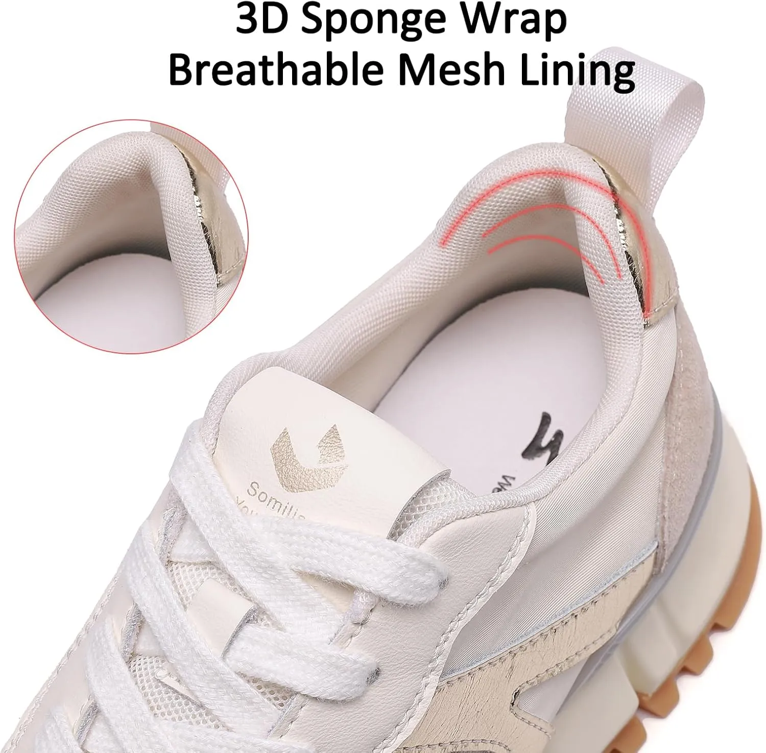 somiliss Sneakers for Women Genuine Leather Suede Patchwork Non-Slip Casual Walking Shoes Comfortable Gym Tennis Running Shoes Womens Fashion Sneakers