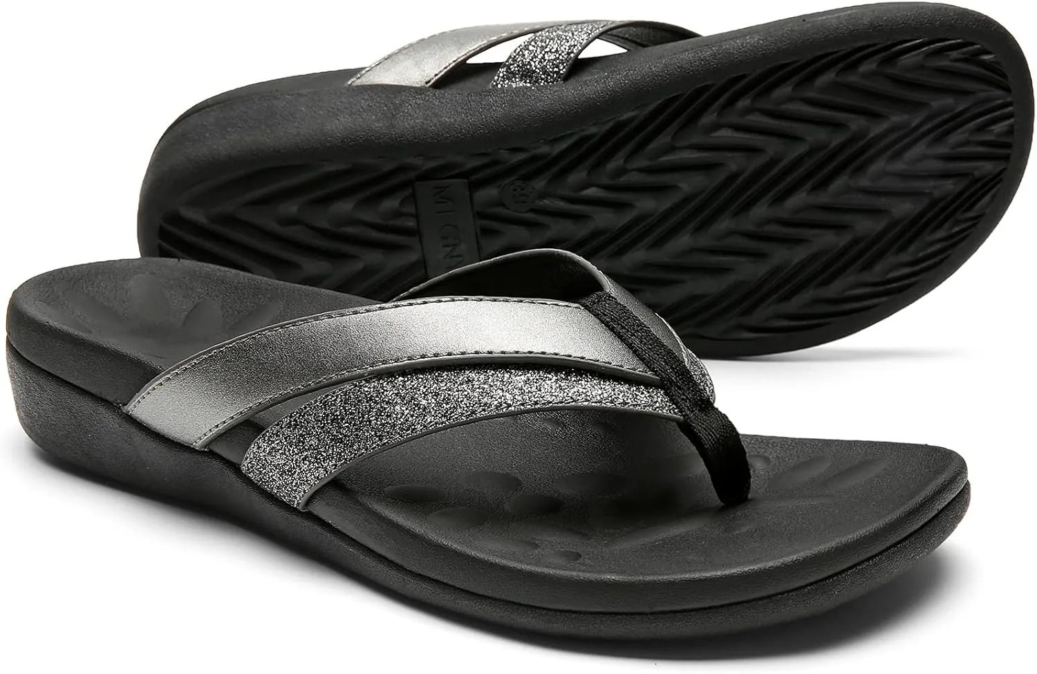 Sounity Soft Arch Support Comfortable Sandals for Womens, Best Summer Dress Flip Flops with Cushion Memory Foam, Outdoor Walking Slippers for Plantar Fasciitis…