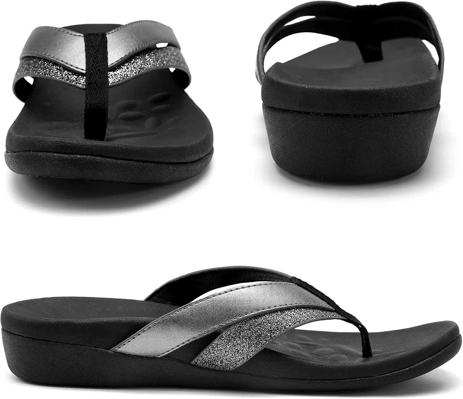 Sounity Soft Arch Support Comfortable Sandals for Womens, Best Summer Dress Flip Flops with Cushion Memory Foam, Outdoor Walking Slippers for Plantar Fasciitis…