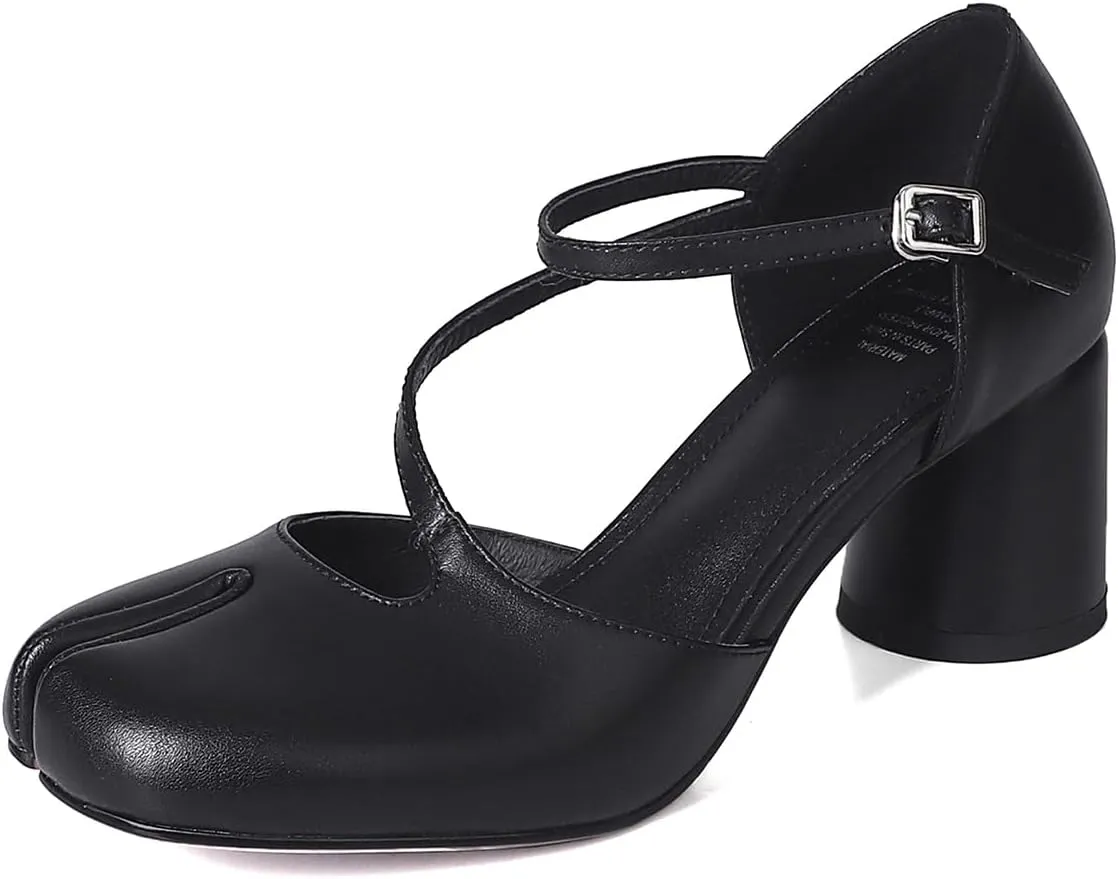 Spring Summer chunky heel Sandals Round toe Belt buckle strap Super high heel Split Toe Genuine leather Silver Sandals