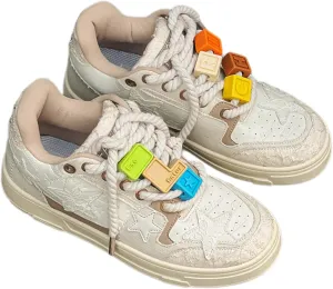 Star Cute Sneakers for Women Stylish Chunky Sole Trainers All-Season Comfortable Shoes in Multiple Colors