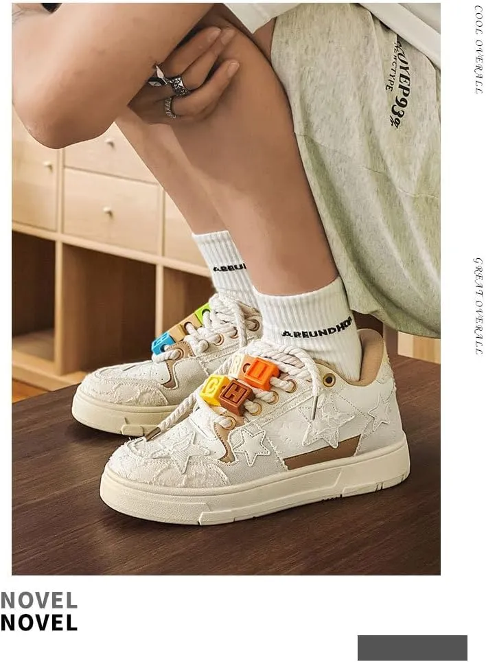 Star Cute Sneakers for Women Stylish Chunky Sole Trainers All-Season Comfortable Shoes in Multiple Colors