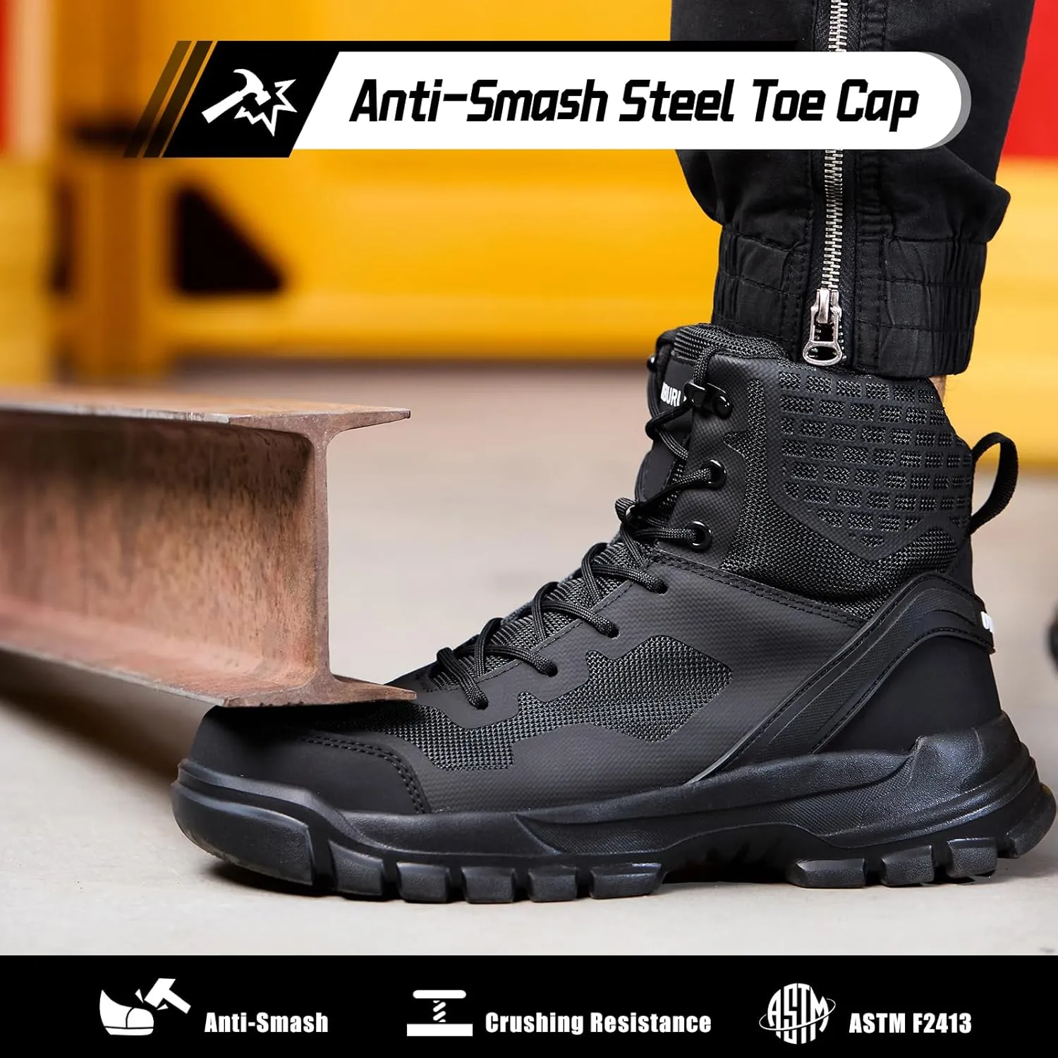 Steel Toe Shoes for Men Women Composite Toe Work Sneakers Indestructible Safety Tennis Shoes Lightweight Breathable Construction Sneakers Puncture Proof Air Cushion Ergonomic Design