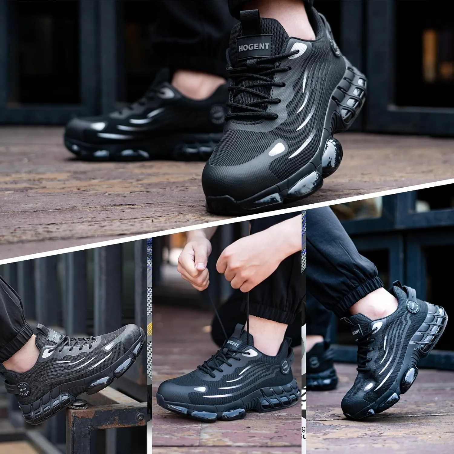 Steel Toe Shoes for Men Women Composite Toe Work Sneakers Indestructible Safety Tennis Shoes Lightweight Breathable Construction Sneakers Puncture Proof Air Cushion Ergonomic Design