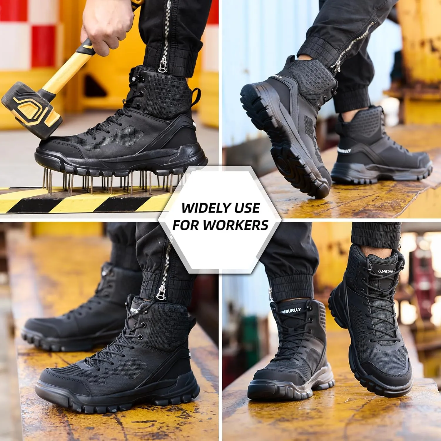 Steel Toe Shoes for Men Women Composite Toe Work Sneakers Indestructible Safety Tennis Shoes Lightweight Breathable Construction Sneakers Puncture Proof Air Cushion Ergonomic Design