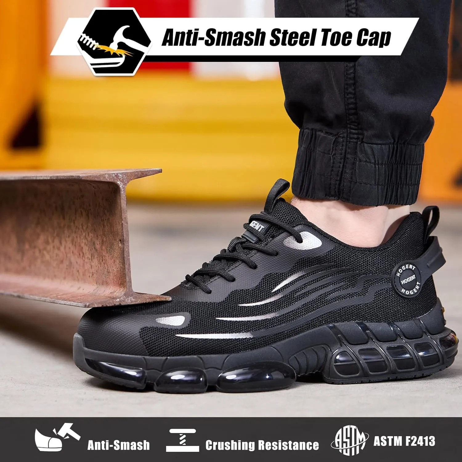 Steel Toe Shoes for Men Women Composite Toe Work Sneakers Indestructible Safety Tennis Shoes Lightweight Breathable Construction Sneakers Puncture Proof Air Cushion Ergonomic Design
