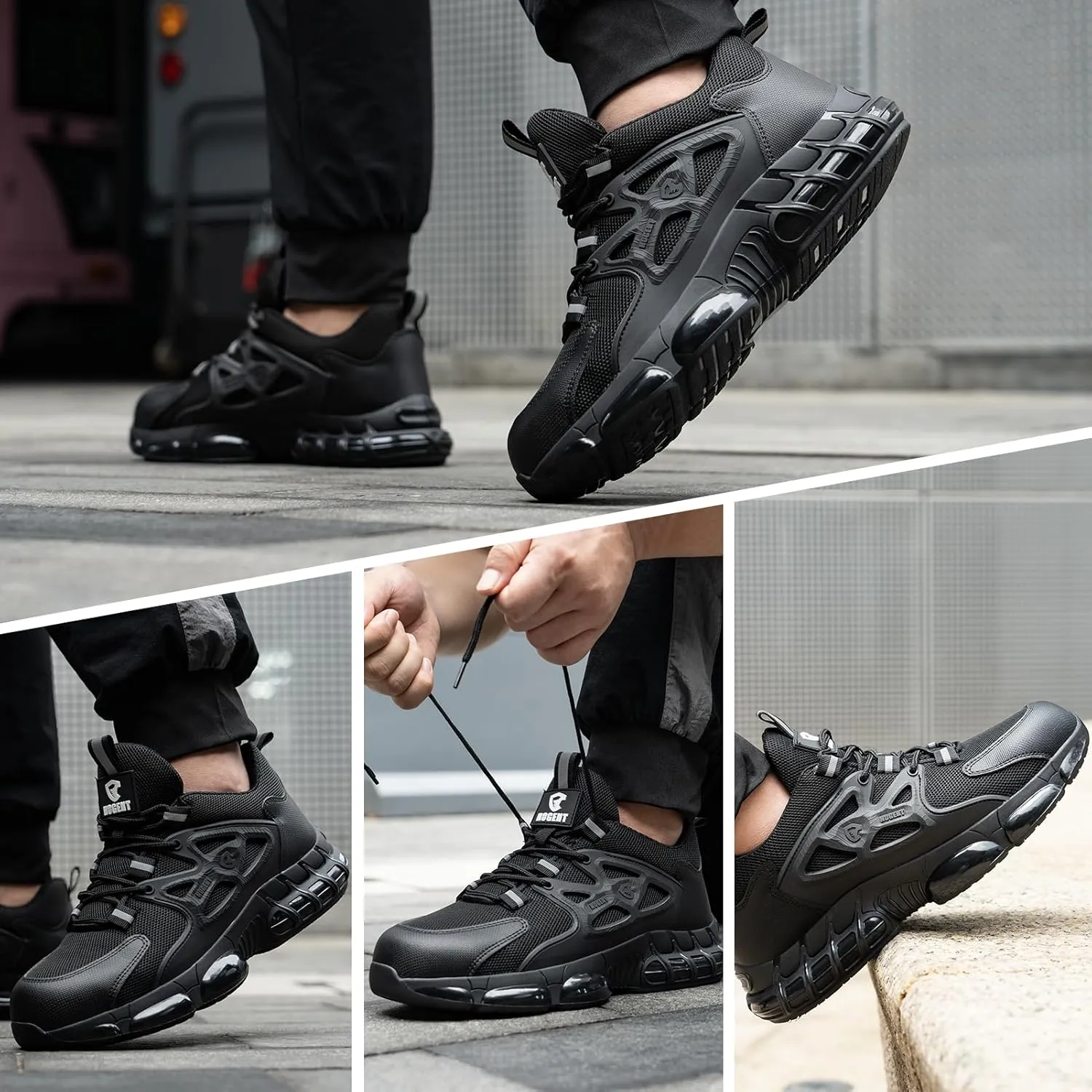 Steel Toe Shoes for Men Women Composite Toe Work Sneakers Indestructible Safety Tennis Shoes Lightweight Breathable Construction Sneakers Puncture Proof Air Cushion Ergonomic Design