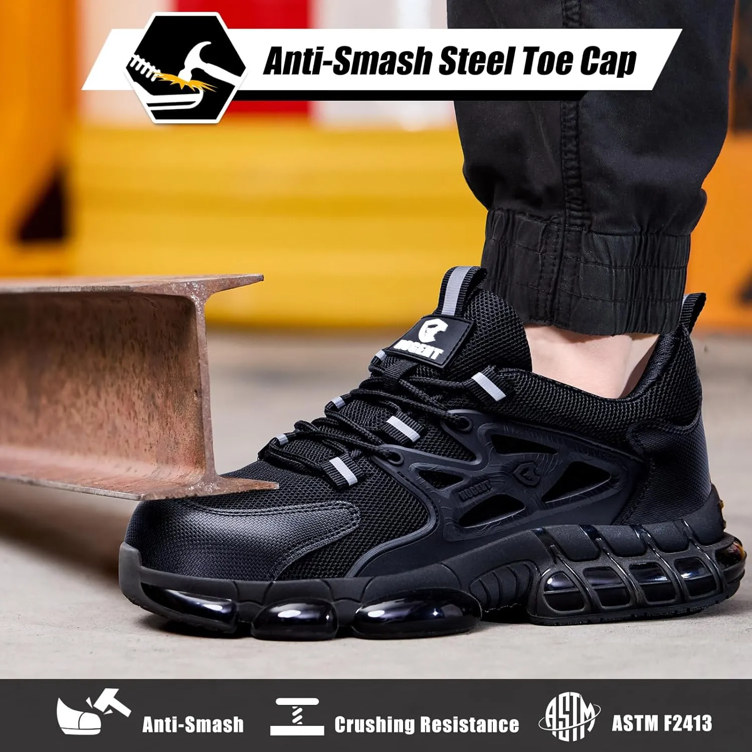 Steel Toe Shoes for Men Women Composite Toe Work Sneakers Indestructible Safety Tennis Shoes Lightweight Breathable Construction Sneakers Puncture Proof Air Cushion Ergonomic Design