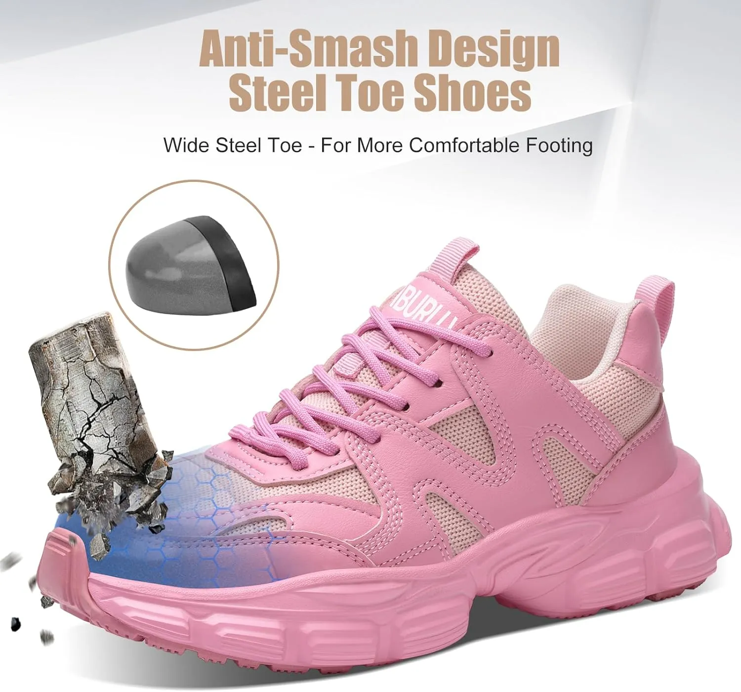 Steel Toe Shoes for Women Men Wide Non Slip Composite Work Sneakers Indestructible Comfortable Safety Tennis Shoes Lightweight Breathable Construction Sneakers Puncture Proof Ergonomic Design